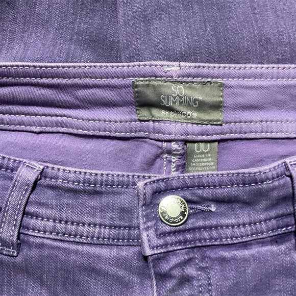 SO SLIMMING LIGHT PURPLE JEANS BY CHICO SIZE 00 LIKE NEW - Picture 3 of 3